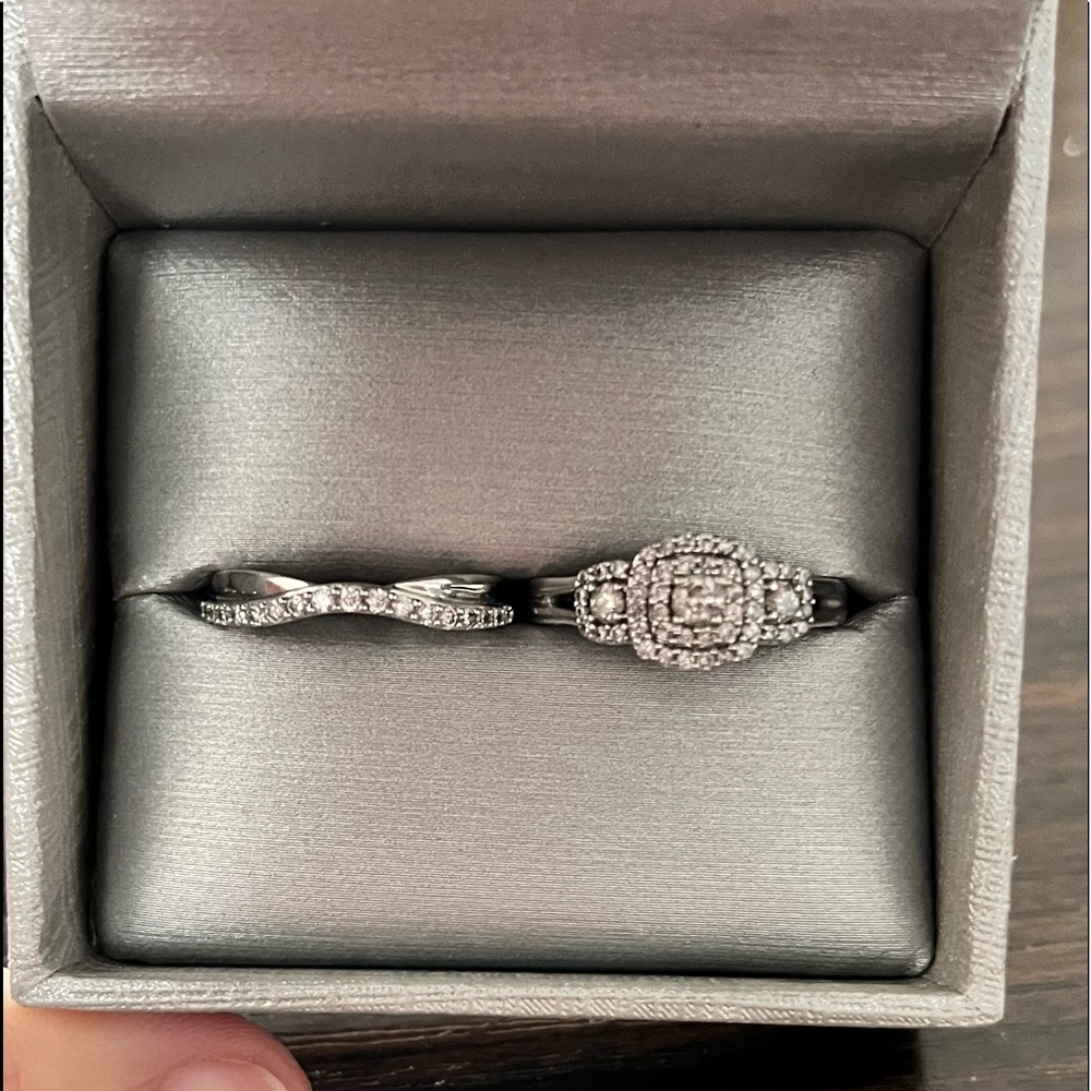 Zales Authentic Past, Present, and Future Diamond Bridal set.